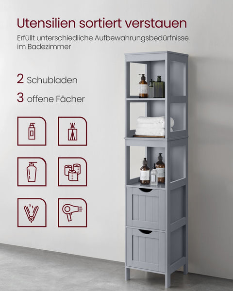 Rootz Tall Cabinet - Storage Cabinet - Dove Gray - MDF - 30cm x 30cm x 141.5cm - Lightweight - Sturdy - Easy Assembly