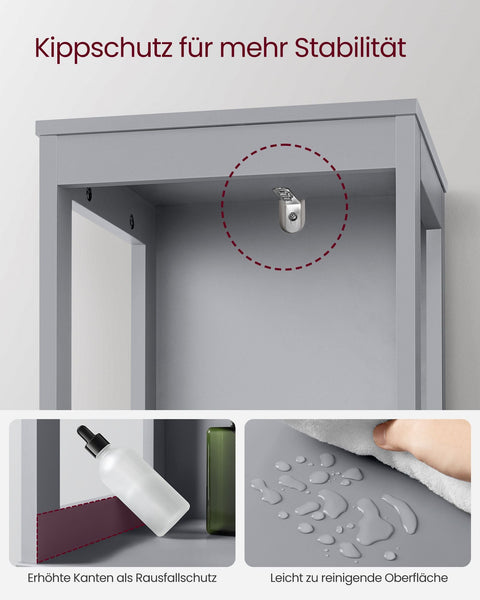 Rootz Tall Cabinet - Storage Cabinet - Dove Gray - MDF - 30cm x 30cm x 141.5cm - Lightweight - Sturdy - Easy Assembly