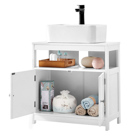 Rootz Matte White Washbasin Cabinet - Bathroom Cabinet - Under Sink Storage - Maximize Space - 60 x 30 x 60 cm