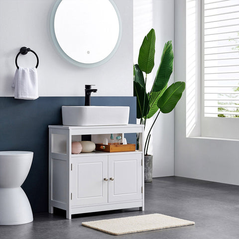 Rootz Matte White Washbasin Cabinet - Bathroom Cabinet - Under Sink Storage - Maximize Space - 60 x 30 x 60 cm
