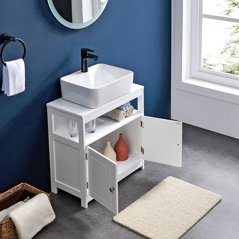 Rootz Matte White Washbasin Cabinet - Bathroom Cabinet - Under Sink Storage - Maximize Space - 60 x 30 x 60 cm
