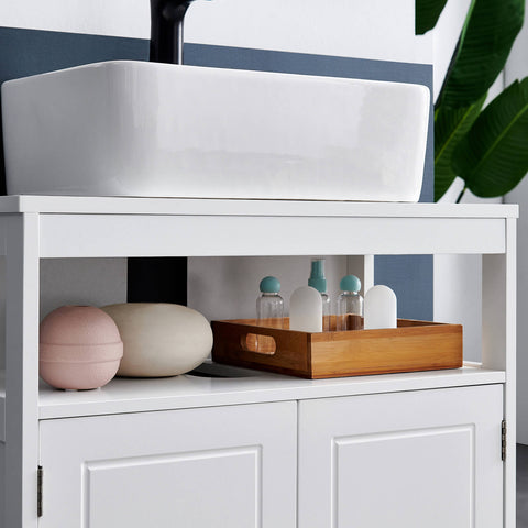 Rootz Matte White Washbasin Cabinet - Bathroom Cabinet - Under Sink Storage - Maximize Space - 60 x 30 x 60 cm