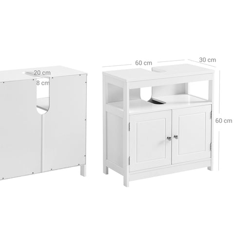 Rootz Matte White Washbasin Cabinet - Bathroom Cabinet - Under Sink Storage - Maximize Space - 60 x 30 x 60 cm