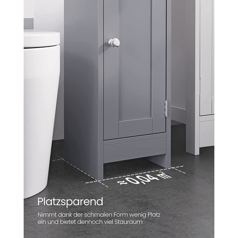 Rootz Narrow Bathroom Cabinet - Storage Cabinet - Organizer - MDF Material - Mystical Gray - 20cm x 18cm x 80cm - Lightweight - Adjustable Shelves - Easy Assembly