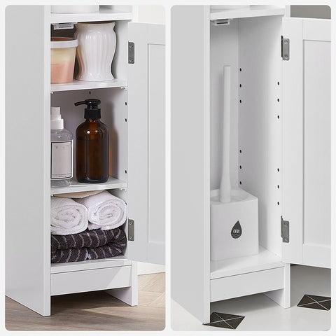 Rootz White Bathroom Cabinet - Storage Organizer - MDF Furniture - Compact Design - Anti-Tip Device - Easy Assembly - 18cm x 20cm x 80cm