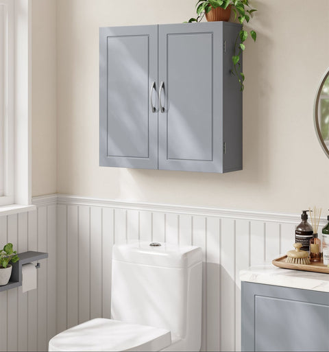 Rootz Bathroom Cabinet - Wall-mounted Cabinet - Adjustable Shelves - Space Saving - Grey - 18cm x 60cm x 60cm
