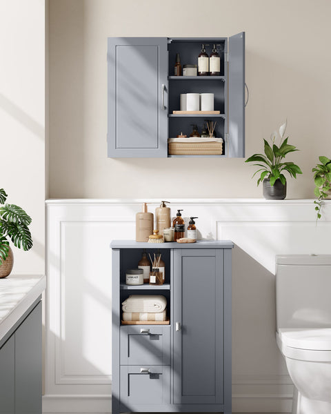 Rootz Dove Gray Bathroom Cabinet - Storage Organizer - MDF Furniture - 18cm x 60cm x 60cm - Lightweight - Easy Assembly