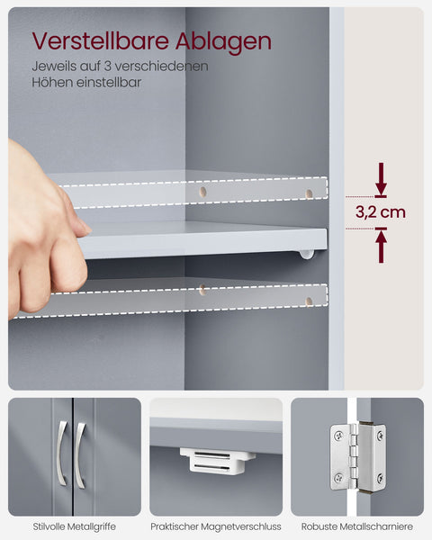 Rootz Dove Gray Bathroom Cabinet - Storage Organizer - MDF Furniture - 18cm x 60cm x 60cm - Lightweight - Easy Assembly