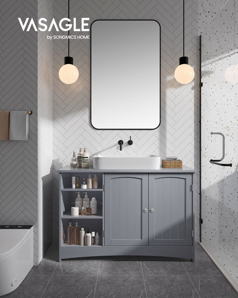 Rootz Dove Gray Sink Base Cabinet - Bathroom Vanity - Storage Organizer - MDF Material - Chrome Plated Handles - Spacious Interior - Easy Assembly - 30cm x 90cm x 60cm
