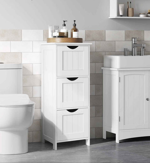 Rootz Storage Cabinet 3 Drawer Unit - Organizer - White Chest - Versatile Use - 32cm x 30cm x 81cm