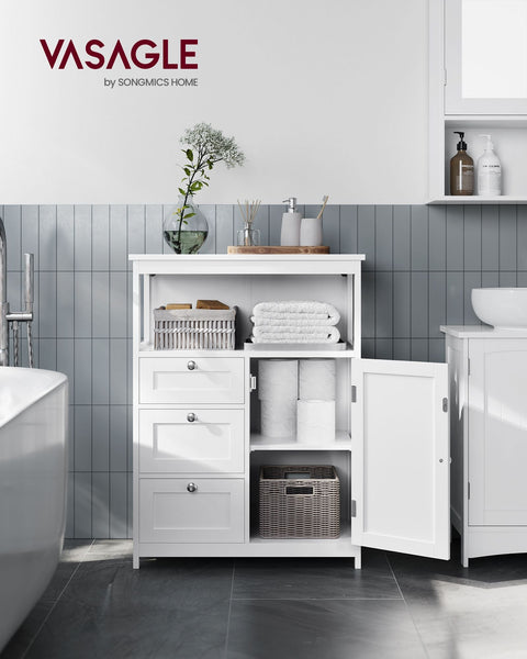 Rootz White Bathroom Cabinet - Storage Unit - Organizer - MDF Material - 90kg Load Capacity - 30cm x 60cm x 80cm