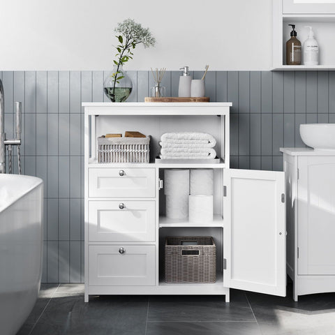 Rootz White Bathroom Cabinet - Storage Unit - MDF Furniture - Max Load 90kg - 30cm x 60cm x 80cm