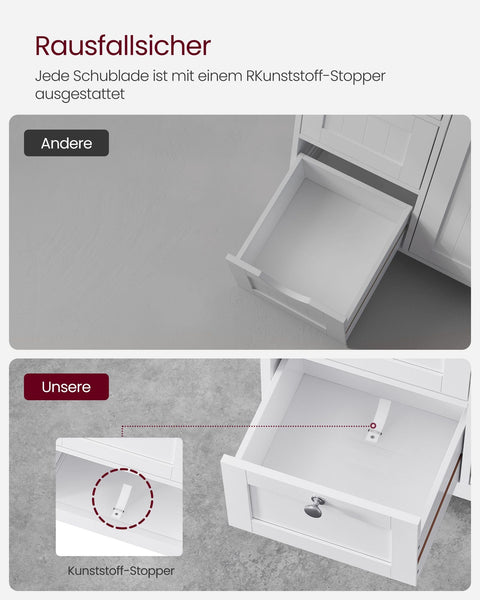 Rootz White Bathroom Cabinet - Storage Unit - MDF Furniture - Max Load 90kg - 30cm x 60cm x 80cm