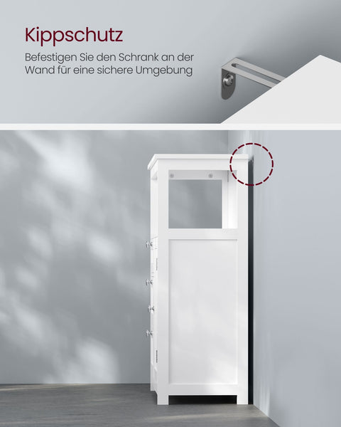 Rootz White Bathroom Cabinet - Storage Unit - Organizer - MDF Material - 90kg Load Capacity - 30cm x 60cm x 80cm