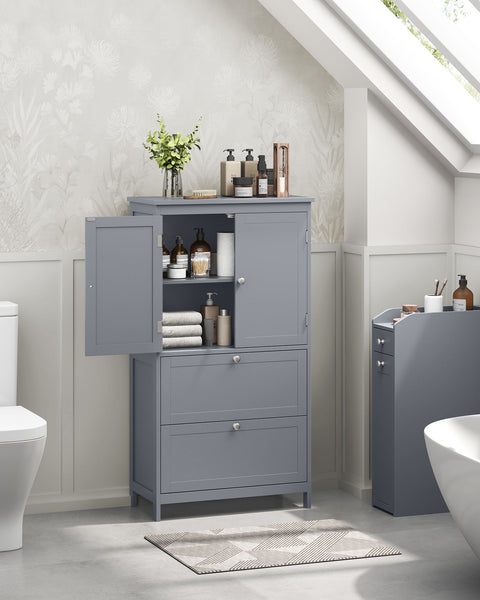 Rootz Bathroom Cabinet - Storage Unit - Organizer - Space Saver - MDF -  Grey - 30cm x 60cm x 110cm
