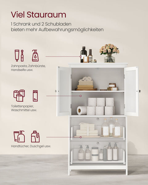 Rootz Bathroom Cabinet - Storage Unit - Organizer - MDF - 30cm x 60cm x 110cm - Classic White - Anti-tip - 136kg max capacity