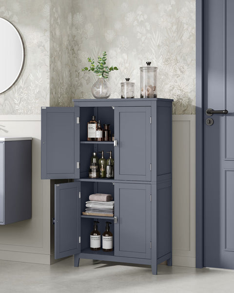 Rootz Bathroom Cabinet - Storage Unit - Organizer - Adjustable Shelves -  Grey MDF - 30cm x 60cm x 110cm