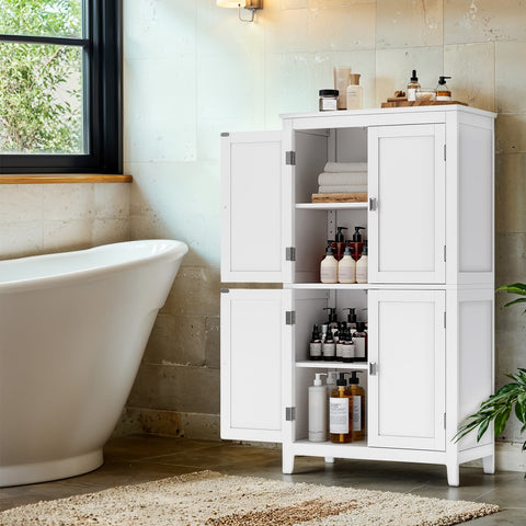 Rootz Bathroom Cabinet - Storage Unit - Organizer - Space Saving - MDF White - 30 x 60 x 110 cm