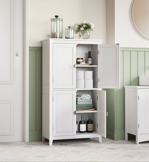 Rootz Bathroom Cabinet - Storage Organizer - Classic White Cabinet - Durable MDF - 30cm x 60cm x 110cm