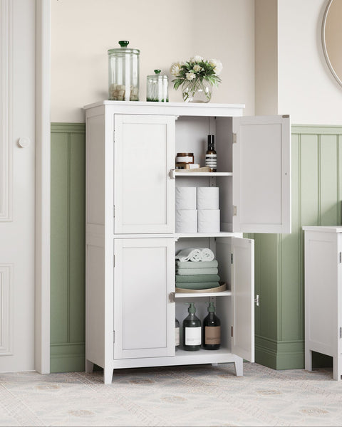 Rootz Classic White Bathroom Cabinet - Storage Unit - MDF Furniture - Spacious Design - Easy Assembly - 30cm x 60cm x 110cm