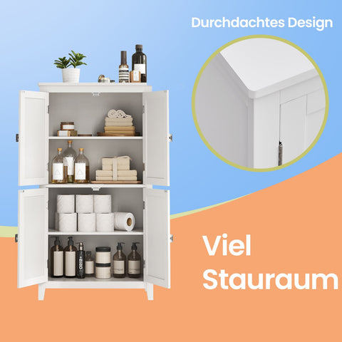Rootz Bathroom Cabinet - Storage Unit - Organizer - Space Saving - MDF White - 30 x 60 x 110 cm