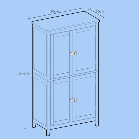 Rootz Bathroom Cabinet - Storage Unit - Organizer - Space Saving - MDF White - 30 x 60 x 110 cm