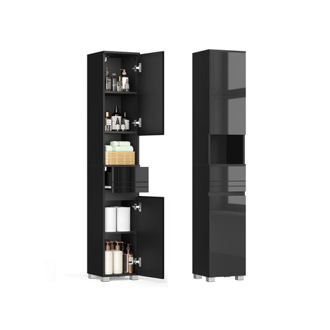 Rootz Tall Storage Unit - Black Cabinet - MDF Organizer - Space-Saving Design - 30cm x 30cm x 170cm