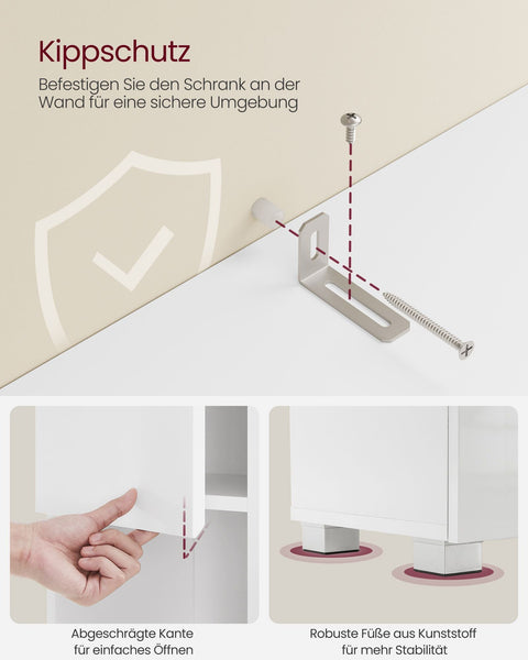 Rootz Classic White Bathroom Cabinet - Storage Unit - MDF Furniture - 10kg Load Capacity - 30cm x 30cm x 170cm