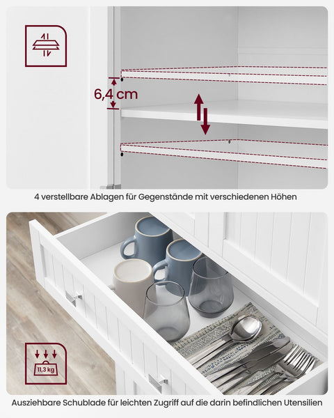 Rootz Kitchen Cupboard - Storage Cabinet - Pantry Organizer - Space Saving - 40 x 76 x 182.1cm