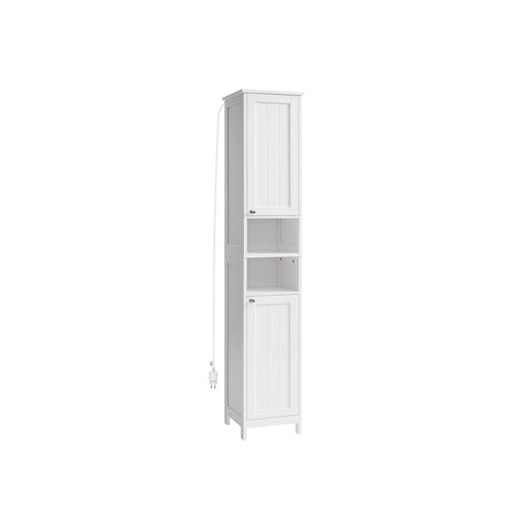 Rootz Bathroom Cabinet - Storage Organizer - Tall Cabinet - MDF - Cloud White - 30cm x 30cm x 170cm - Adjustable Shelves - Anti-Tip - 60kg Capacity