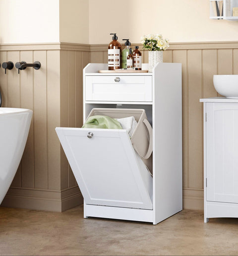 Rootz Bathroom Cabinet - Washroom Cupboard - Storage Unit - Laundry Solution - 40 x 40 x 80.2 cm - White