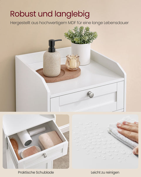 Rootz Bathroom Cabinet - Washroom Cupboard - Storage Unit - Laundry Solution - 40 x 40 x 80.2 cm - White