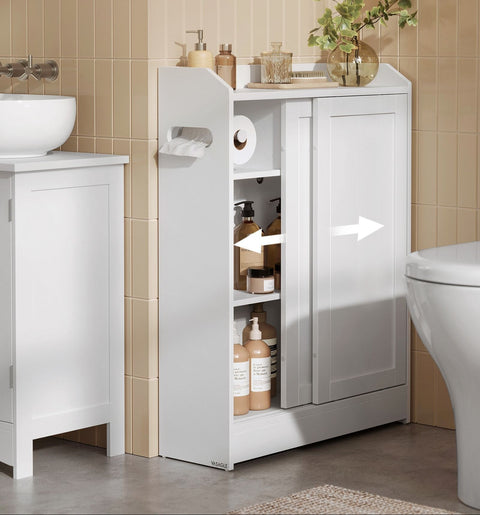 Rootz Bathroom Cabinet - Storage Unit - Adjustable Shelves - Space-Saving - 20cm x 60cm x 80cm -  White