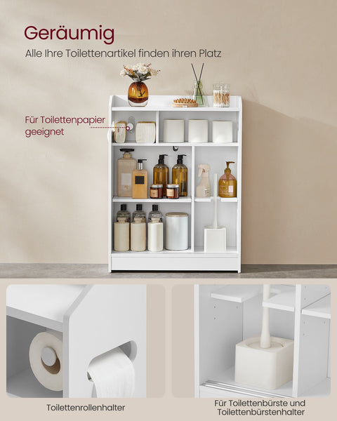 Rootz Bathroom Cabinet - Storage Unit - Adjustable Shelves - Space-Saving - 20cm x 60cm x 80cm -  White