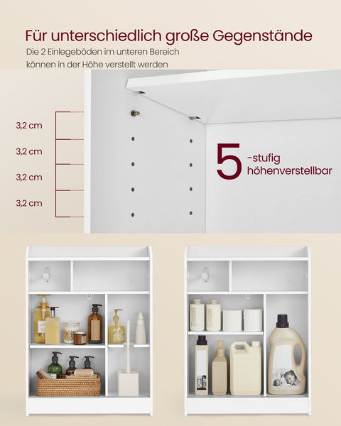 Rootz Bathroom Cabinet - Storage Unit - Adjustable Shelves - Space-Saving - 20cm x 60cm x 80cm -  White