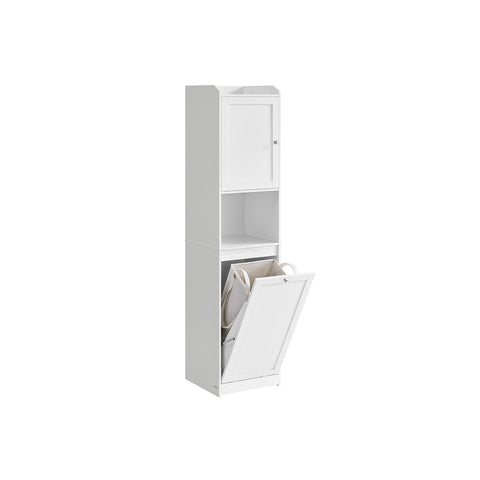 Rootz Bathroom Cabinet with Laundry Basket - Storage Organizer - MDF Shelving Unit - Space Saving - 40 x 40 x 170 cm