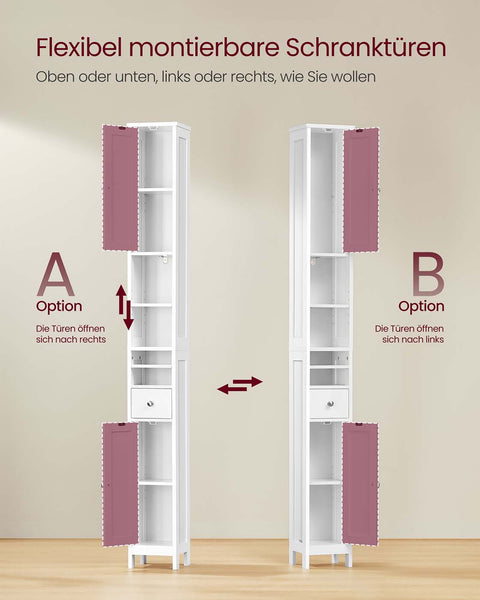 Rootz Bathroom Cabinet - Storage Unit - Space Saver - Max 45kg Load - 19.5cm x 21.4cm x 180cm