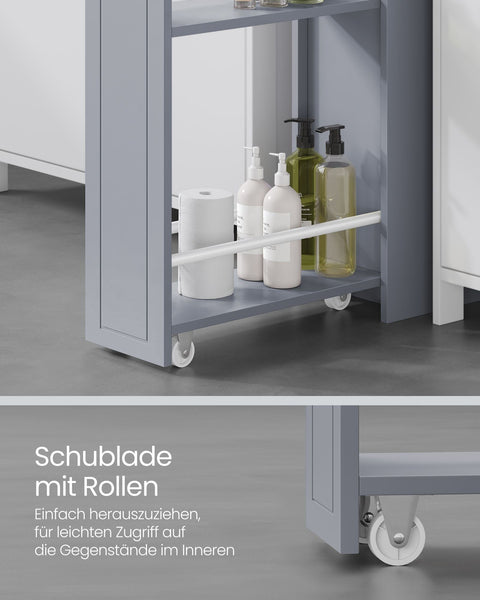 Rootz Narrow Bathroom Cabinet - Storage Unit - Bathroom Organizer - Space Saving - 40cm x 18cm x 70cm