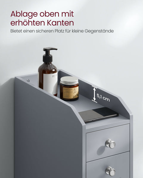 Rootz Narrow Bathroom Cabinet - Storage Unit - Bathroom Organizer - Space Saving - 40cm x 18cm x 70cm