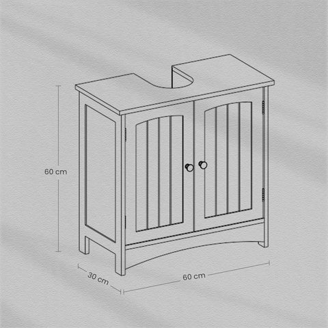 Rootz Sink Cabinet - Vanity Unit - Base Cabinet - MDF Durable Storage - 60x30x60cm
