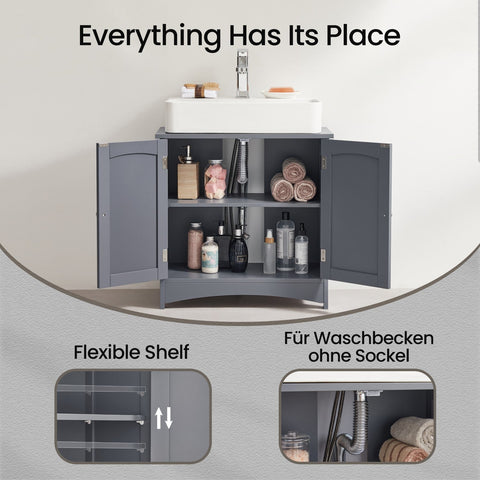 Rootz Sink Cabinet - Vanity Unit - Base Cabinet - MDF Durable Storage - 60x30x60cm