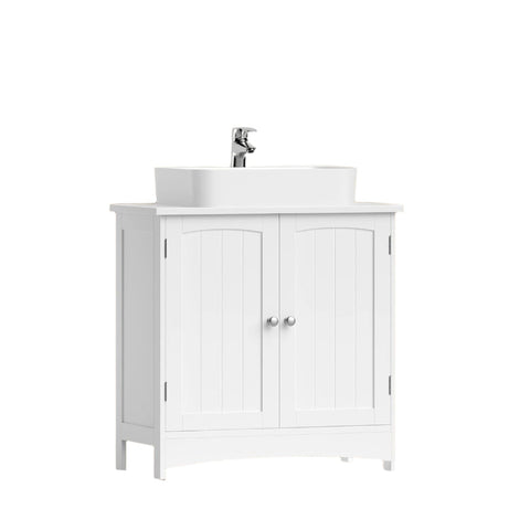 Rootz Sink Cabinet - Vanity Unit - Base Cabinet - Compact Storage - MDF White - 60cm x 60cm x 30cm