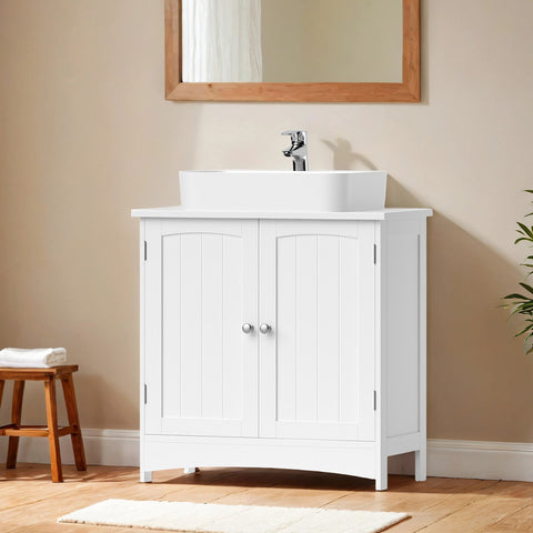 Rootz Sink Cabinet - Vanity Unit - Base Cabinet - Compact Storage - MDF White - 60cm x 60cm x 30cm
