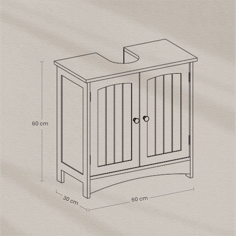 Rootz Sink Cabinet - Vanity Unit - Base Cabinet - Compact Storage - MDF White - 60cm x 60cm x 30cm