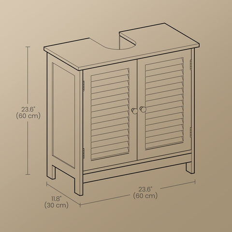 Rootz Sink Cabinet - Bathroom Cabinet - Storage Cabinet - Adjustable Shelf - 60cm x 30cm x 60cm