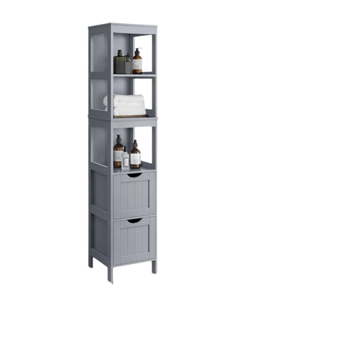 Rootz Free-Standing Bathroom Cabinet - Bathroom Furniture -  Grey MDF - Stable 141.5cm x 30cm x 30cm