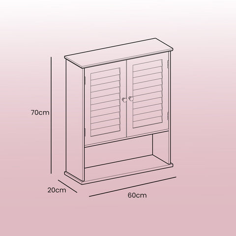 Rootz Bathroom Wall Cabinet - Medicine Cabinet - Adjustable Shelf - White Elegance & Easy Access - 60cm x 20cm x 70cm
