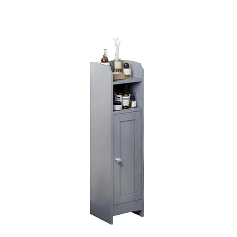 Rootz Bathroom Cabinet - Small, Narrow Storage Unit - MDF Material - Maximizes Space - 20 x 18 x 80 cm - Grey Finish