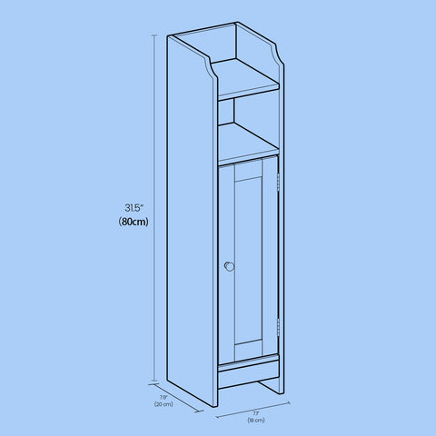 Rootz Bathroom Cabinet - Small Storage - Narrow Standing Unit - Space Saver - 18cm x 20cm x 80cm