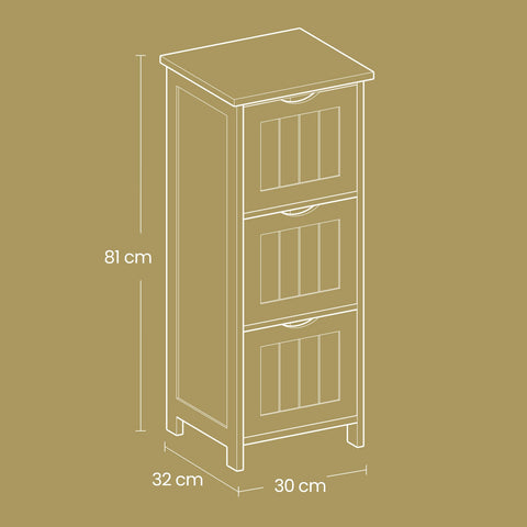 Rootz Bathroom Cabinet - Storage Unit - Narrow Organizer - Versatile & Space-Saving - 32 x 30 x 81 cm